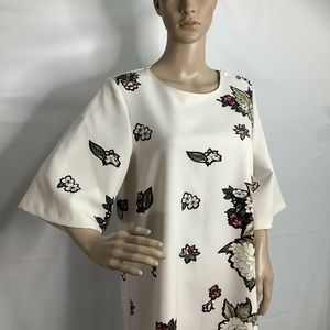 Zara Cream Floral Swing Dress - Sz Large